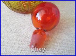 1 Vintage BLENKO Amberina Art Glass Textured Decanter Ball Stopper Ponytail Mark