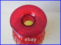 1 Vintage BLENKO Amberina Art Glass Textured Decanter Ball Stopper Ponytail Mark