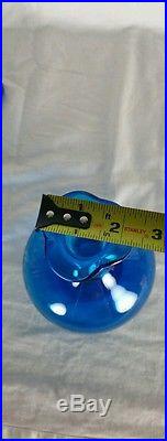1 used BLENKO BLUE ART GLASS DECANTER / BOTTLE Vintage Mid Century 14-1/2 tall