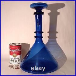 11 1/2 SPACEAGE glass decanter vtg mcm atomic table art barware blue sculpture