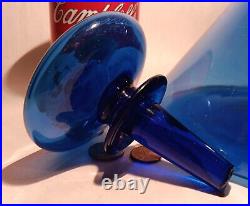 11 1/2 SPACEAGE glass decanter vtg mcm atomic table art barware blue sculpture