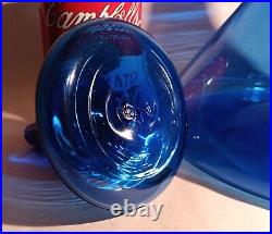 11 1/2 SPACEAGE glass decanter vtg mcm atomic table art barware blue sculpture