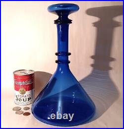 11 1/2 SPACEAGE glass decanter vtg mcm atomic table art barware blue sculpture