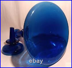 11 1/2 SPACEAGE glass decanter vtg mcm atomic table art barware blue sculpture