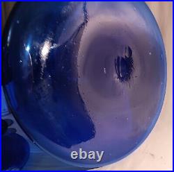 11 1/2 SPACEAGE glass decanter vtg mcm atomic table art barware blue sculpture