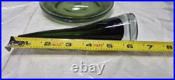 12.5 Smoky Dark Olive Green Glass Bottle Vase Decanter & Stopper Blenko Style