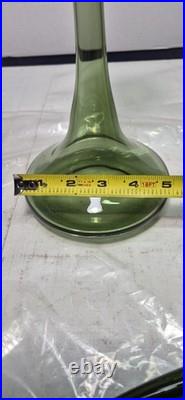 12.5 Smoky Dark Olive Green Glass Bottle Vase Decanter & Stopper Blenko Style
