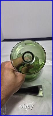 12.5 Smoky Dark Olive Green Glass Bottle Vase Decanter & Stopper Blenko Style