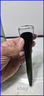 12.5 Smoky Dark Olive Green Glass Bottle Vase Decanter & Stopper Blenko Style