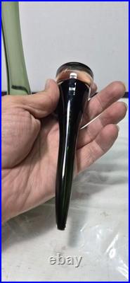 12.5 Smoky Dark Olive Green Glass Bottle Vase Decanter & Stopper Blenko Style