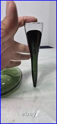 12.5 Smoky Dark Olive Green Glass Bottle Vase Decanter & Stopper Blenko Style