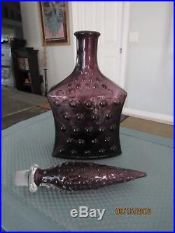 15 Vintage Amethyst Purple Decanter Bottle Stopper Art Glass Bubble Pattern