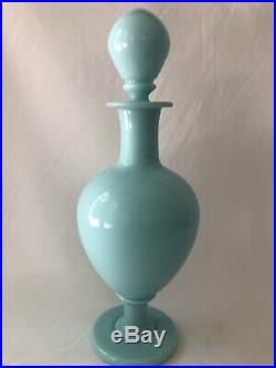 15 Vintage Light Blue Hand Blown Art Glass Bottle Stopper Mid Century Modern