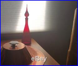 18 MCM PILGRIM red crackle glass decanter vtg studio art sculpture bottle decor