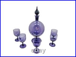 1960's Amethyst Color Genie Style Decanter Set, Vintage Purple Decanter, Retro D