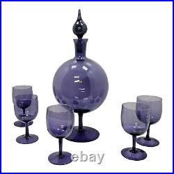 1960's Amethyst Color Genie Style Decanter Set, Vintage Purple Decanter, Retro D