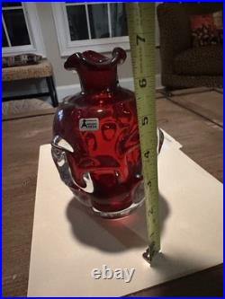 1960's Genuine Vintage Swedish Ruby Red Art Glass Decanter