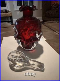 1960's Genuine Vintage Swedish Ruby Red Art Glass Decanter