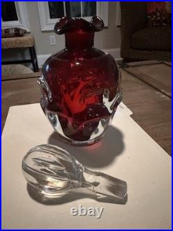 1960's Genuine Vintage Swedish Ruby Red Art Glass Decanter