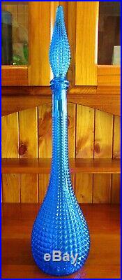1960s COOL RETRO VINTAGE ITALIAN ART GLASS ELECTRIC BLUE GENIE BOTTLE DECANTER