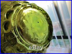 1960s RETRO VINTAGE SEA GREEN ITALIAN ART GLASS GENIE BOTTLE DECANTER & STOPPER