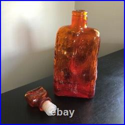 1960s Vintage Mid Century Modern Empoli Amberina Glass Genie Decanter Bottle Art