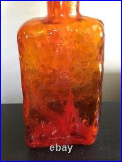 1960s Vintage Mid Century Modern Empoli Amberina Glass Genie Decanter Bottle Art