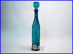 1960s vintage retro teal green genie bottle decanter with square stopper Italy