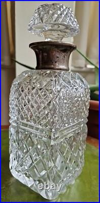 1963 Vintage Glass Decanter Silver Hallmark, Preece Willis Ombersley 1963 London