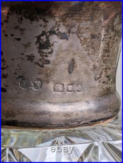 1963 Vintage Glass Decanter Silver Hallmark, Preece Willis Ombersley 1963 London