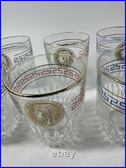 1970's Vintage Glass Decanter And 6 Glasses Rimmed In Gold Napoleon Emperor