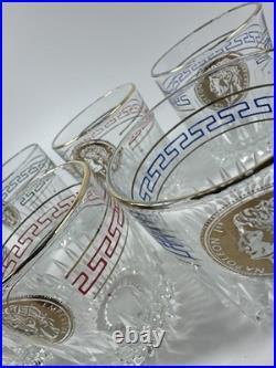 1970's Vintage Glass Decanter And 6 Glasses Rimmed In Gold Napoleon Emperor