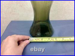 1970s Vintage Italian Empoli Paneled Smoked Gray Decanter/Genie Bottle & Stopper