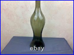 1970s Vintage Italian Empoli Paneled Smoked Gray Decanter/Genie Bottle & Stopper