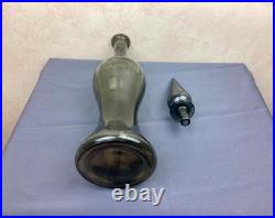 1970s Vintage Italian Empoli Paneled Smoked Gray Decanter/Genie Bottle & Stopper