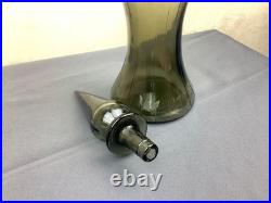 1970s Vintage Italian Empoli Paneled Smoked Gray Decanter/Genie Bottle & Stopper