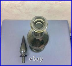 1970s Vintage Italian Empoli Paneled Smoked Gray Decanter/Genie Bottle & Stopper