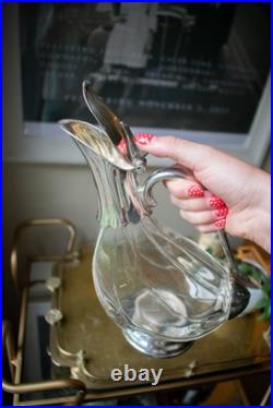 1970s Vintage Silver Plated Glass Duck Decanter