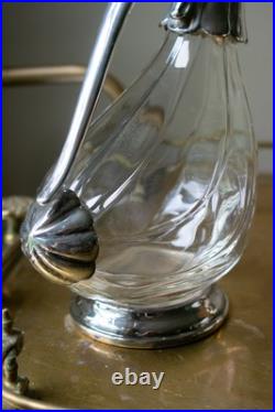 1970s Vintage Silver Plated Glass Duck Decanter