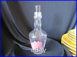 1x Vintage PINK ELEPHANT Clear Glass Decanter Bottle Music Notes Hazel Atlas