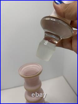 2 Bohemian N Painted Cased Glass Decanters Vintage