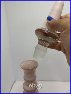 2 Bohemian N Painted Cased Glass Decanters Vintage