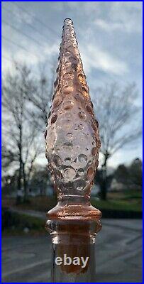 (2) TWO Vintage Italian Empoli glass genie bottle decanter champagne pink peach