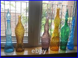 20 Rossini Italy Green Glass Decanter Mid-Century Vintage Art Genie Bottle
