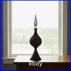21.5 Vintage Amethyst Hobnail Pedestal Genie Bottle Orb Decanter MCM Italian