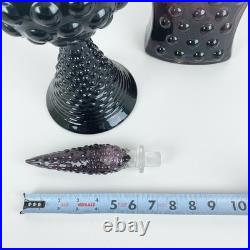 21.5 Vintage Amethyst Hobnail Pedestal Genie Bottle Orb Decanter MCM Italian