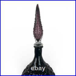 21.5 Vintage Amethyst Hobnail Pedestal Genie Bottle Orb Decanter MCM Italian