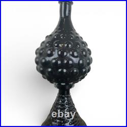 21.5 Vintage Amethyst Hobnail Pedestal Genie Bottle Orb Decanter MCM Italian
