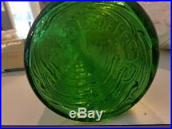 2vintage Italian Genie Bottle Decanter Emerald Green/ Amber Wave MID Century