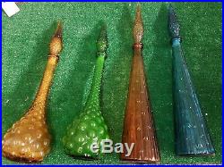4 VTG MCM Amber Glass Genie BOTTLE DECANTER WithSTOPPER 22 tall Made in Italy